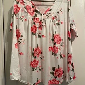 White with flowers blouse